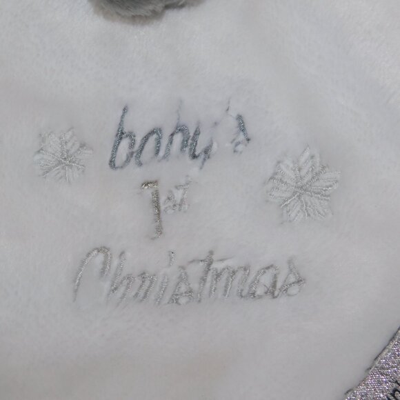 Blankets & Beyond Baby's 1st Christmas White Owl Gray Earmuffs Security Blanket - Picture 3 of 7